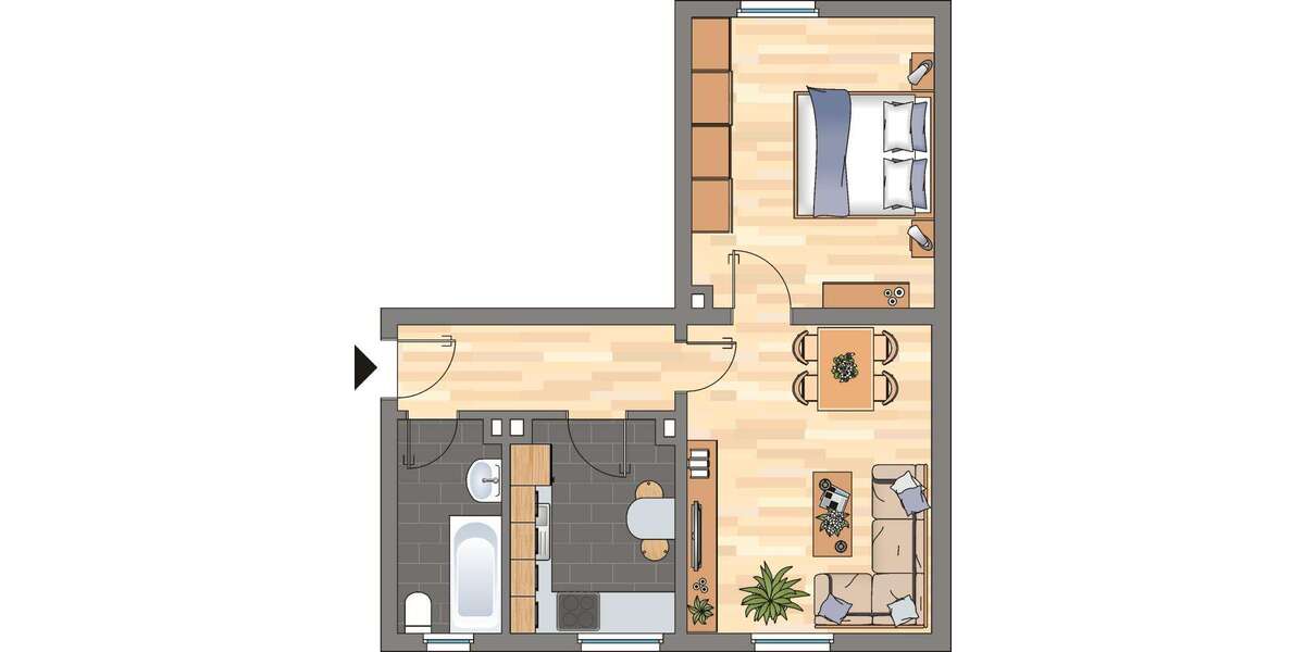 Etagenwohnung Herne Wanne - 2 Zimmer, 45 m&sup2;, 379&euro; | Angebot:27067092