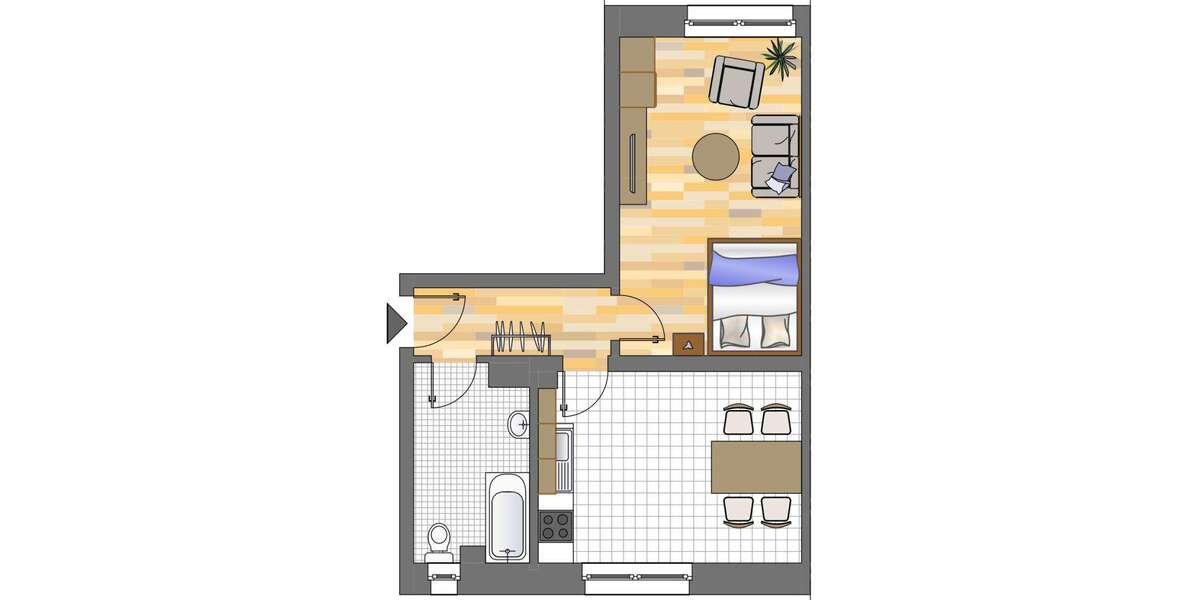 Etagenwohnung Dortmund Körne - 1 Zimmer, 40 m&sup2;, 203&euro; | Angebot:27201917